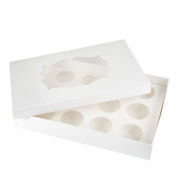 12 Cups Box With Window - White (1 pcs)