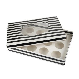 12 Cups Box With Window - Black Stripes (1 pcs)