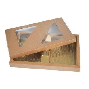 Kraft Rectangular Box with Double Window - 40 x 25 cm (1 pcs)