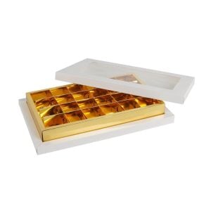 White and Gold Tray with Window Cover - 40x25x6 cm (1 pcs)