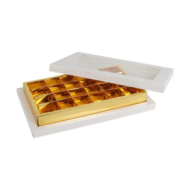 White and Gold Tray with Window Cover - 40x25x6 cm (1 pcs)