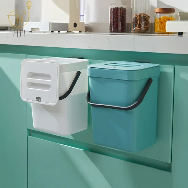 3L Eco-Friendly Sealed Bin Space Saving Quiet Close Trash Can For Kitchen & Office Wall Mounted Garbage Bin 2