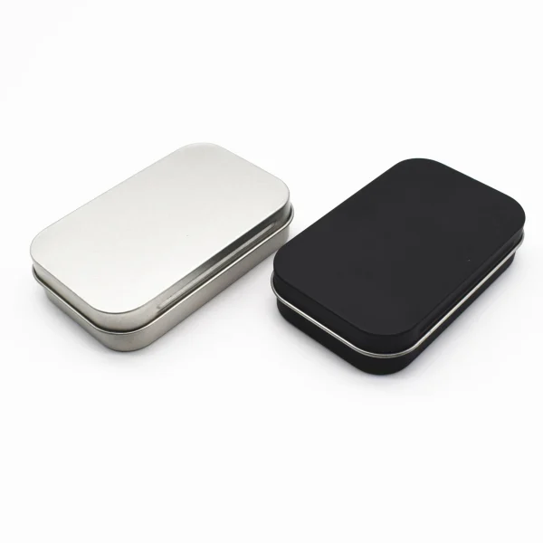Metal Rectangular Empty Mini Tin Box Tinplate Push Candy Pill Cases Bins Jar Hinged Containers Small Organizer Storage Box 4