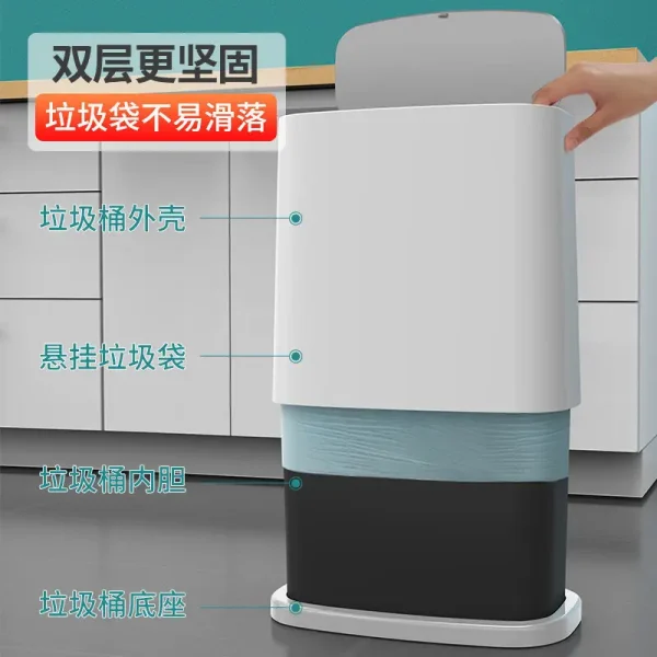 13L Toilet Trash Bins Home Trash Can Kicthen Bathroom Toilet Sewn with Lid Trash Can Practical Light Luxury Bedroom Trash Bin 3