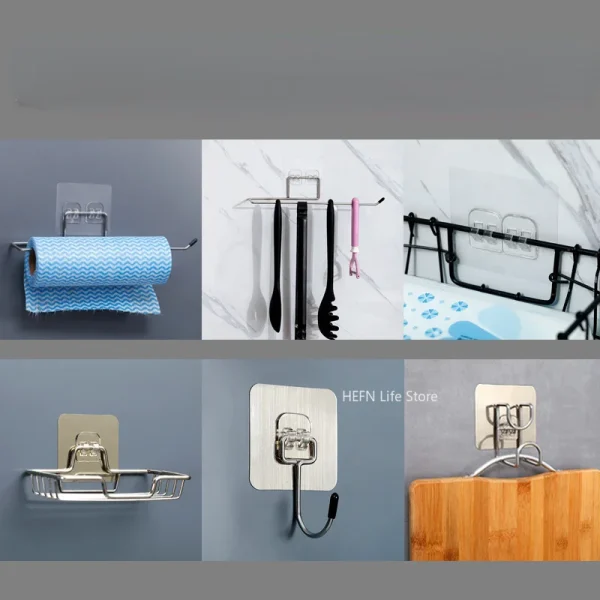 Adhesive Hook for Wall Shelf, Sticker for Bathroom, Kitchen, Wall Shelf Rack, Sticking Wall, Screw Hook Hanger 3