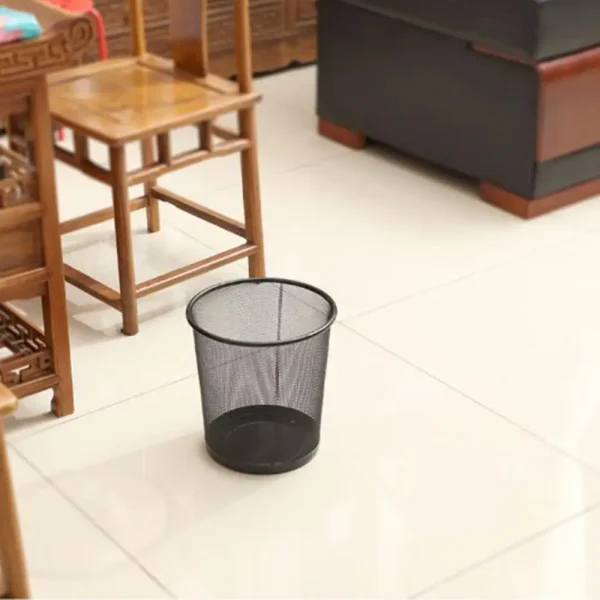 Iron Mesh Waste Bin Garbage Basket Home Office Trash Can Dustbin Sundries Storage Basket Box Bathroon Cleaning Bedroon Waste Bin 4