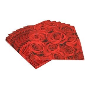 Red Roses Napkins - 40×40 cm (12 pcs)