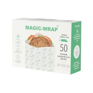 Greaseproof Sandwich Paper Bag with Adhesive Seal - 21x16x5cm