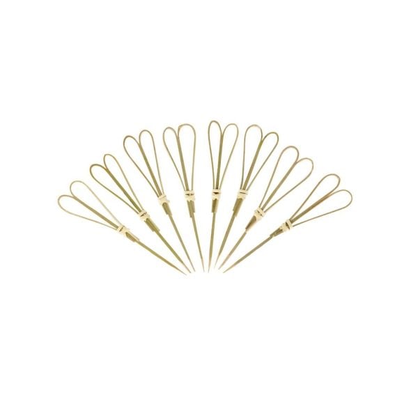 Bamboo Picks with Heart Shape Knot - 10 cm (50 pcs)