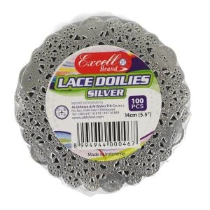 Round Doilies 14 cm - Silver (100 pcs)
