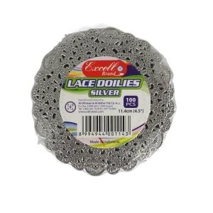 Round Doilies 11.4 cm - Silver (100 pcs)