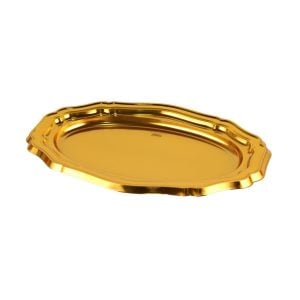 Golden Oval Plastic Platter - 38 × 24 cm (5 pcs)