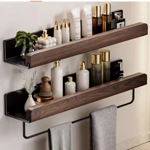 Wood Aluminum Waterproof for Bathroom Shelf Shelves Shampoo Makeup Storage Holder Accessories Kitchen Sorage 1