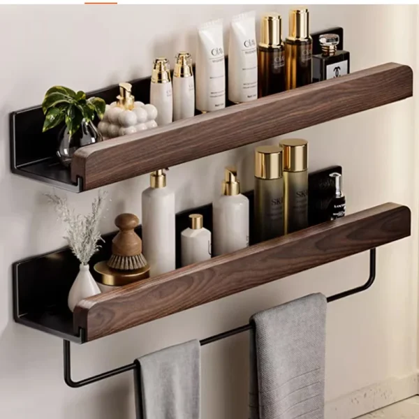 Wood Aluminum Waterproof for Bathroom Shelf Shelves Shampoo Makeup Storage Holder Accessories Kitchen Sorage 1