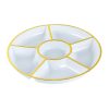 White Plastic Plate With Golden Border (6 Compartment) - 30cm (1 pcs)