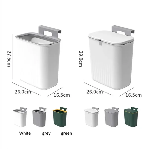 Wall Mounted Hanging Trash Bin Kitchen Trash Can Cabinet Door Bathroom Trash Can With Lid Garbage Bin Counter Bins Dustbin 6