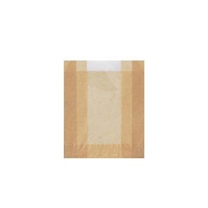 Brown Greaseproof Paper Bag With Window - 17×14 cm