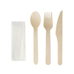 Wooden Cutlery Set (4 in 1) (25 set)