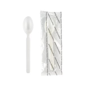 Off White Plastic Spoon - 17 cm (25 pcs)