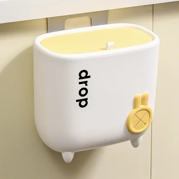 Kitchen Trash Can Wall Mounted Recycling Garbage Basket with Lid For Cabinet Door  Large Capacity Hanging Trash Bin 5