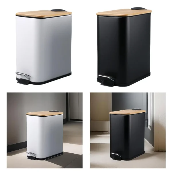 Step Trash Can with Lid Odorless Waterproof Kitchen Wastebasket Foot Pedal Garbage Bin for Living Toilet Entryway Restroom Home 5
