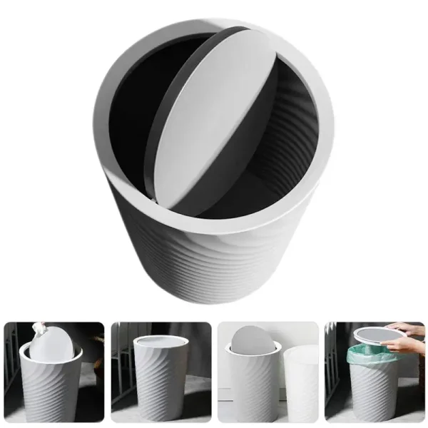 10L-12L Trash Bin with Swing Lid Plastic Waste Basket Office Trash Household Living Room Can Waste Paper Rubbish Trash Can 5