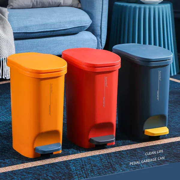 Trash Can Foot Pedal Garbage Cans Bin Dustbin Storage Buckets with Cover Plastic for Home Bathroom Cleaning Tools 1