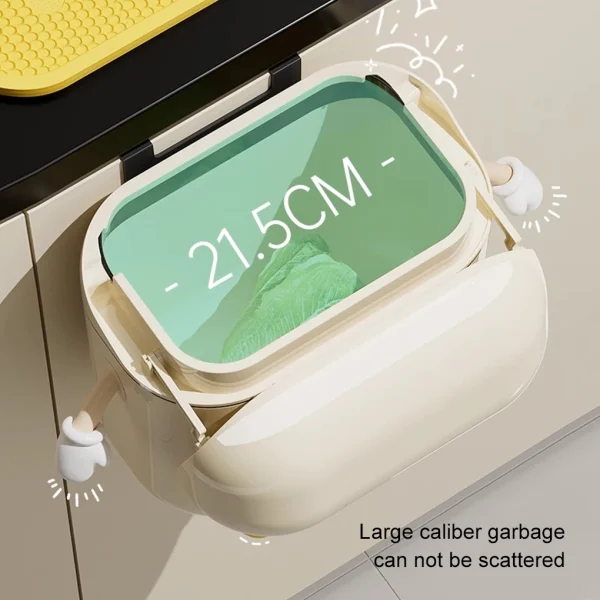 9/12L Hanging Trash Can For Kitchen Bathroom Made Of Durable ABS Plastic Easy To Clean Top Cover Prevents Odors Bin Smooth New 2