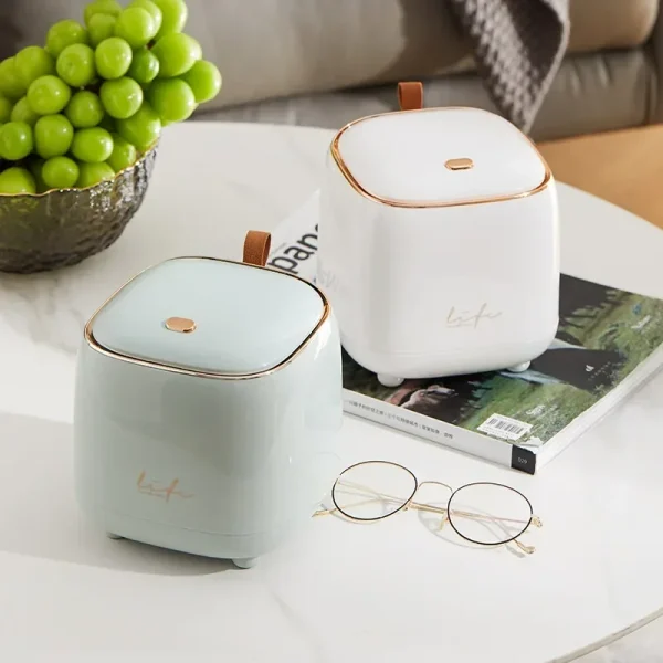 Luxury Press Touch Desktop Trash Bin ABS Double-Layer Coffee Table Pop-up Lid Waste Basket Compact Stylish Small Garbage Can 2