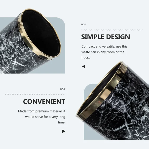 Marble Trash Can Wastebasket European Style Marbling Bin Garbage Plastic Storage 3