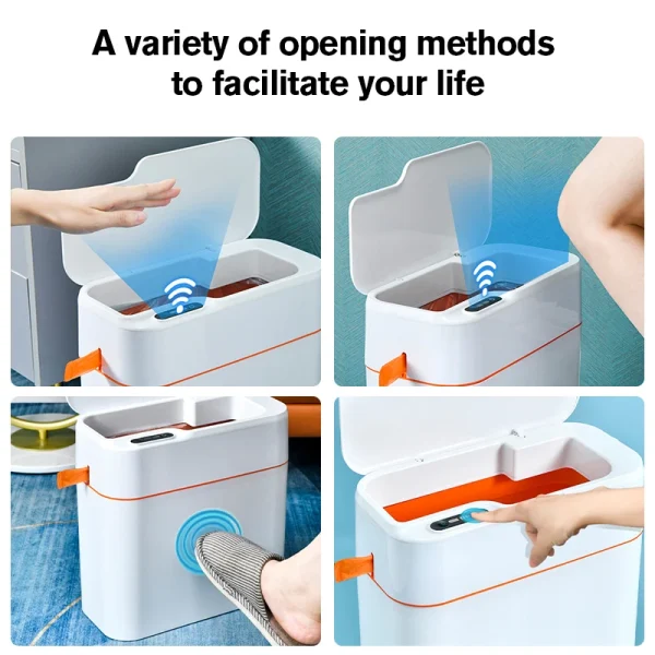 New Induction Trash Can Smart Sensor Garbage Bin Automatic Sealing 18L Kitchen Bathroom Waterproof Large Privacy Trash Bin 5