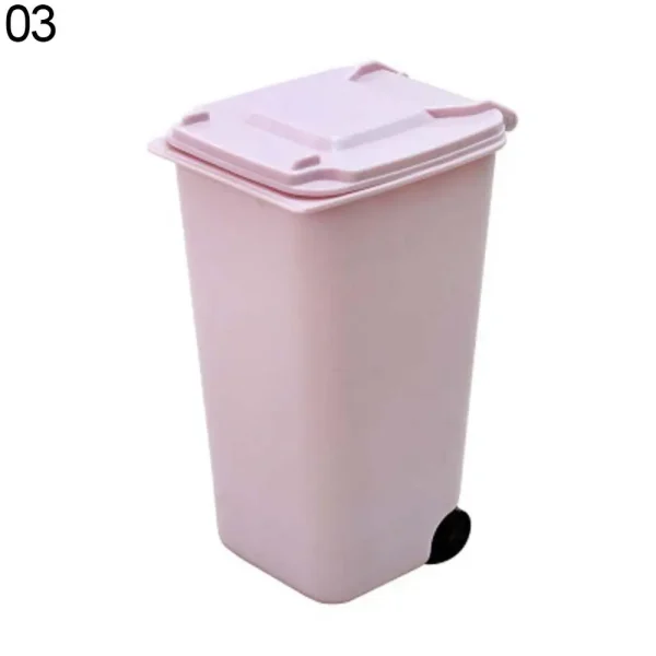 Mini Wheelie Trash Can Storage Bin Desktop Organizer Pen Pencil Cup Creative 2