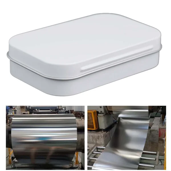 Metal Rectangular Mini Empty Tin Box Tinplate Bin Jar Flip Hinged Container 95x60x20mm Jewelry Candy Xmas Gifts Storage Cases 4