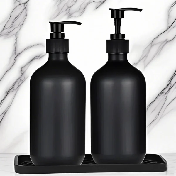 Matte Black 300/500ML Liquid Soap Dispenser Refillable Shampoo Conditioner Body Lotion Container for Bathroom Supplies Hotel 1