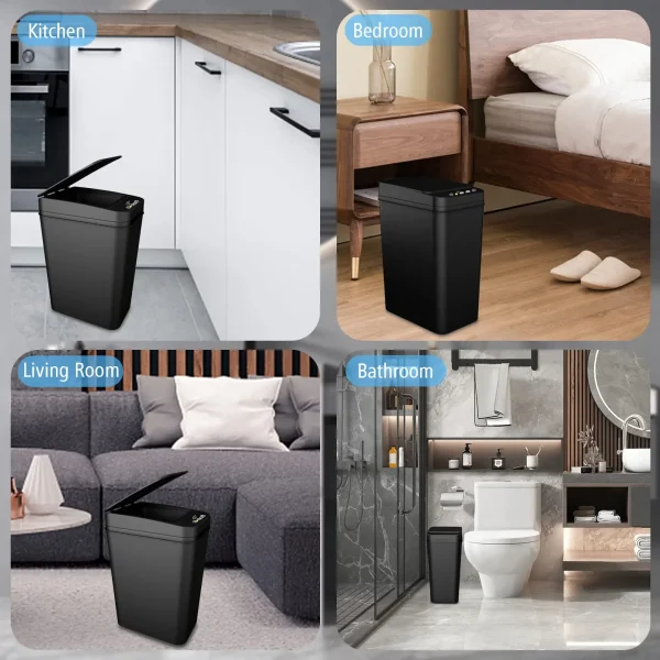 Bathroom Trash Can with Lid Touchless Automatic Garbage Can Slim Motion Sensor Smart Trash Bin for Bedroom,Office,Living Room 6