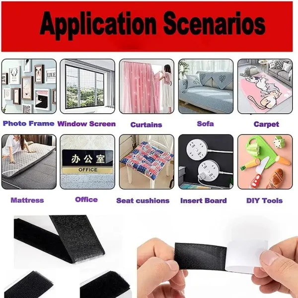 Strong Self-Adhesive Hook and Loop Fastener Tape Nylon Sticker Velcro Adhesive with Glue for DIY 20/25/30/50mm 6