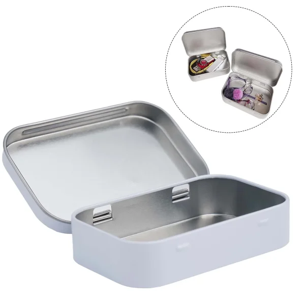 Metal Rectangular Mini Empty Tin Box Tinplate Bin Jar Flip Hinged Container 95x60x20mm Jewelry Candy Xmas Gifts Storage Cases 6