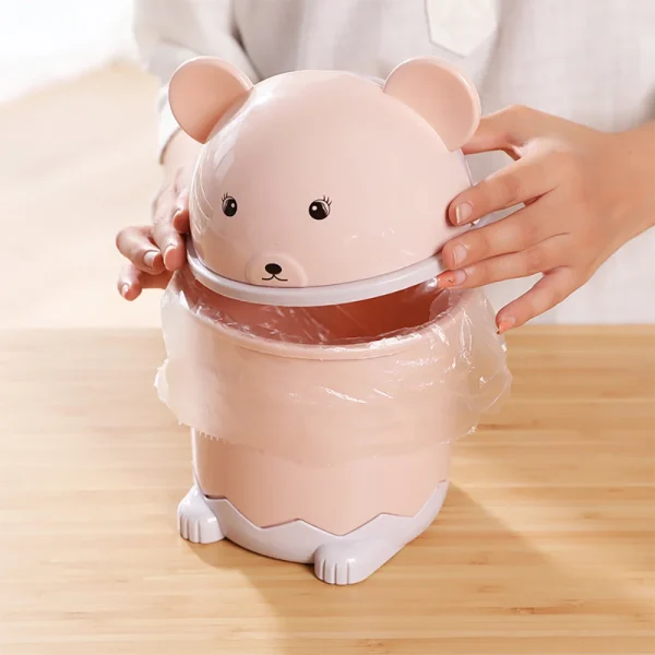 Desktop Dustbin Trash Can Rubbish Bin Flip Mini Cute Animal Flip Paper Basket with Lid Storage Bin Furniture Cleaning Garbage 2