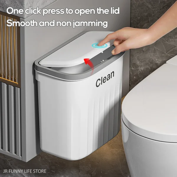 12/16L Press Type Wall Mounted Trash Can For Bathroom Toilet Garbage Bucket With Lid Kitchen Recycling Bin Hanging Wastebasket 3