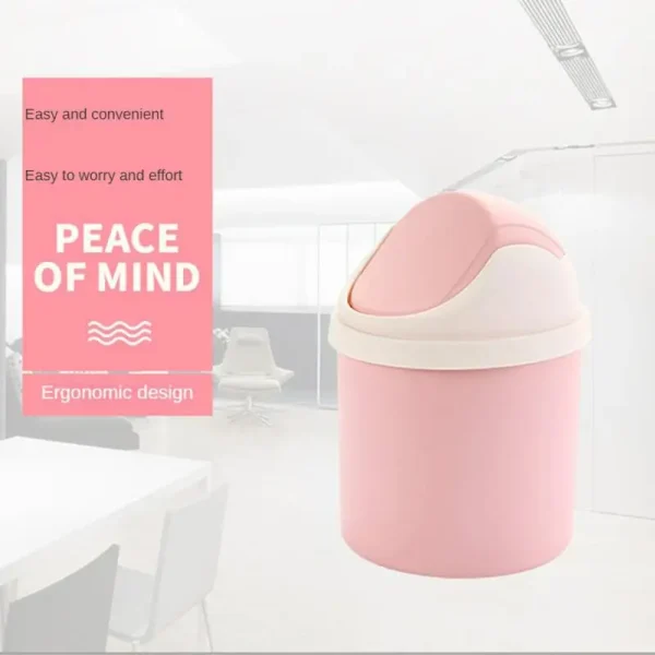 Waste Bins Mini Desktop Bin Shake Lid Type Waste Can Tube With Cover Bedroom Trash Can Garbage Can Storage Box Cleaning Tools 4