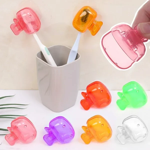 Portable Toothbrush Head Cover Clips Plastic Dustproof Head Germproof Protector Caps Travel Hiking Camping Bathroom Accessories 2