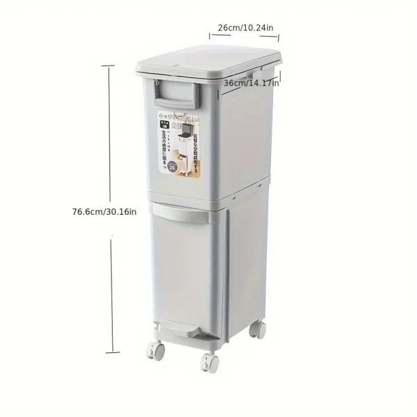 29L/32L Large Dual-Compartment Trash Can Foot Pedal Durable Plastic Bin Dry/Wet Separation Secure Lid Kitchen Waste Management 6