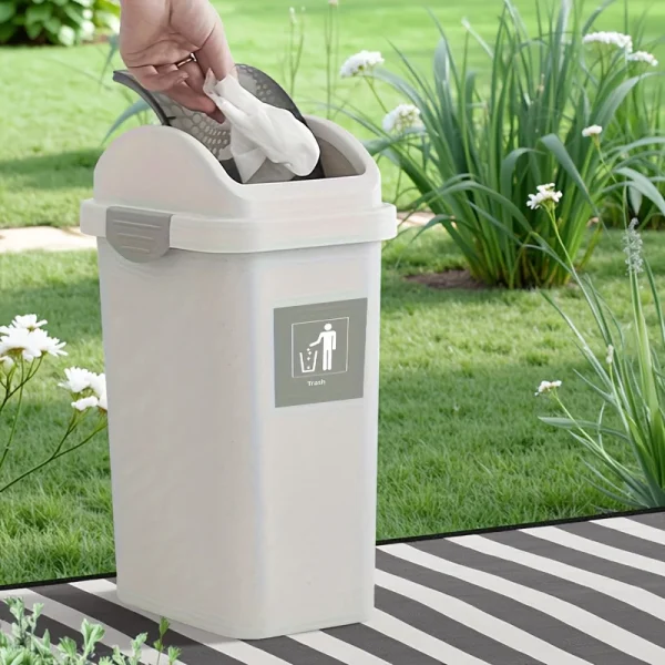 11L/13L.Garbage Can Thickened Press Type Swing Cover Plastic Waste Bin With Lid Large Capacity Dual Swing Top Trash Can 2