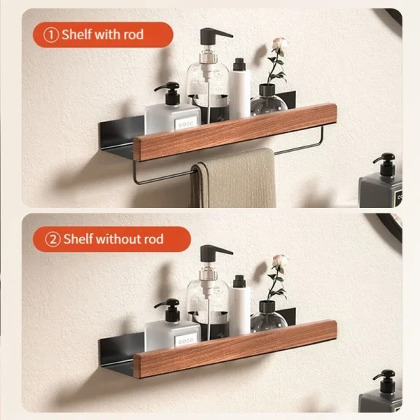Wood Aluminum Waterproof for Bathroom Shelf Shelves Shampoo Makeup Storage Holder Accessories Kitchen Sorage 6