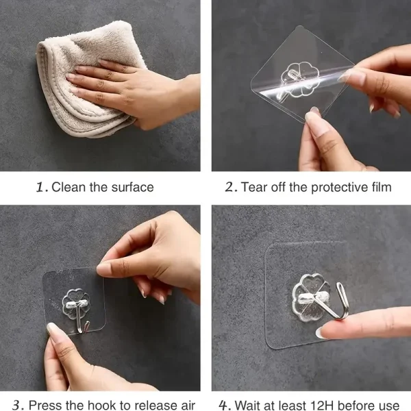 Transparent Self Adhesive Wall Hooks Heavy Duty Multi-Purpose Wall Hook Key Holder Towel Holder For Kitchen Bathroom Accessories 6