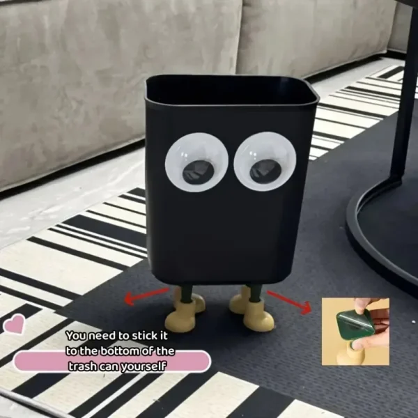 Whimsical Footed Trash Bin with Oversized Eyes - Perfect for Home, Office, or Kitchen! 5
