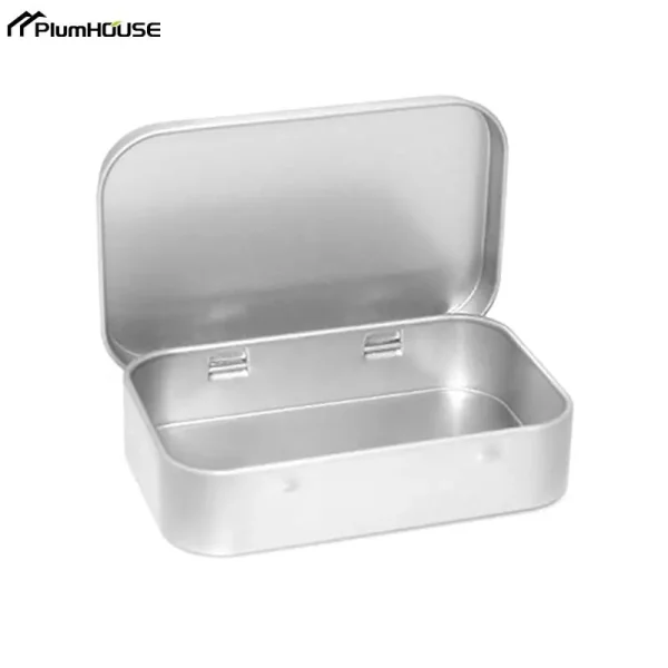 Metal Rectangular Mini Empty Tin Box Tinplate Coin Candy Pill Case Bin Jar Flip Hinged Container Small Organizer Storage Box 6
