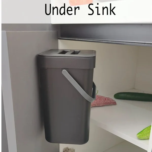 Small Plastic Trash Can, Hanging Small Trash Can with Lid Under Sink for Kitchen,Food Waste Bin ,Mountable Garbage Can Bathroom 2