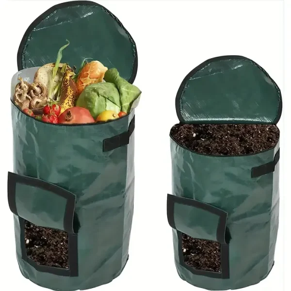 1 Pack, 34 Gallon Compost Bin Bag, With Sunroof, Zippered Lid And Handle, Reusable Yard Garbage Bag, Yard Garbage Bag, Lawn Bag, 4
