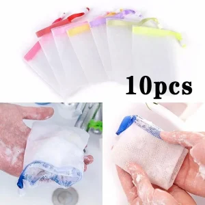 10Pcs/set Portable Clean Foaming Mesh Bag Soap Foaming Nets for Shower Washing Bathroom Accessories Random Color 1